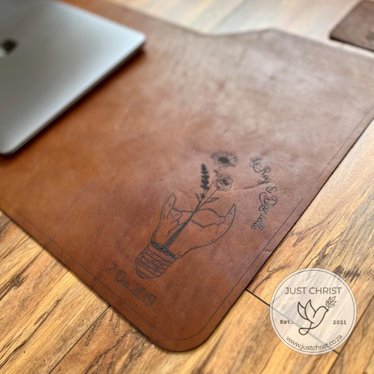 Full Grain Leather Desk-Pad & Coaster Set: Add Style and Functionality to Your Office