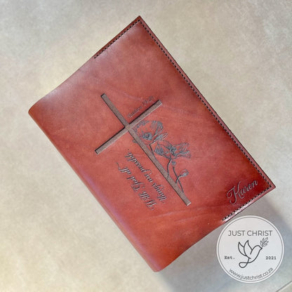 Handmade Personalized Leather Bible Slip-on Cover - Preserve and Elevate your Standard Bible Reading Experience