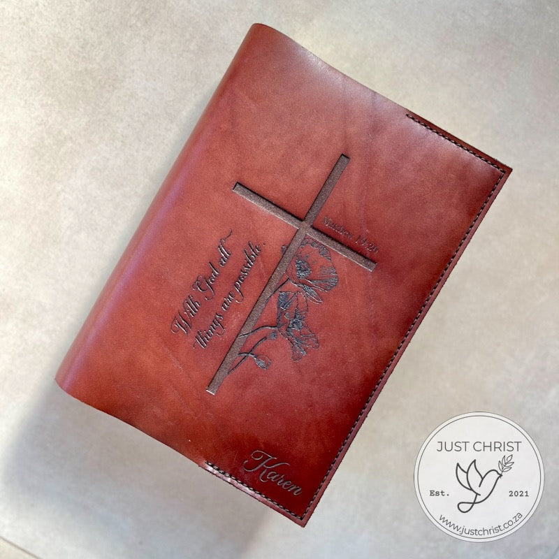 Handmade Personalized Leather Bible Slip-on Cover - Preserve and Elevate your Standard Bible Reading Experience