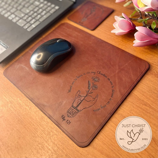 Full Grain Leather Standard Mousepad & Coaster Set: Add Style and Functionality to Your Office